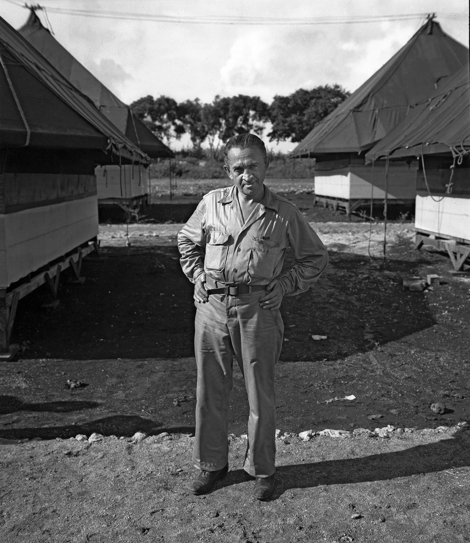 New York Times reporter William Laurence on Tinian. Photograph courtesy LANL.